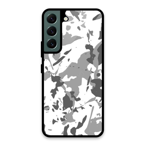 Grey Camouflage Army Glass Back Case for Galaxy S22 5G