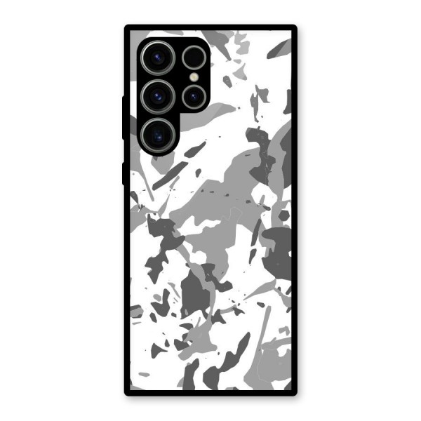 Grey Camouflage Army Glass Back Case for Galaxy S23 Ultra