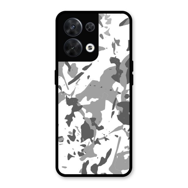 Grey Camouflage Army Glass Back Case for Oppo Reno8 5G