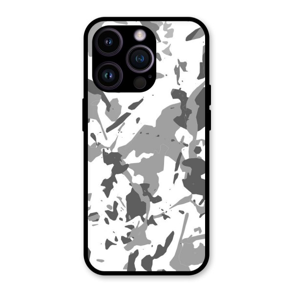 Grey Camouflage Army Glass Back Case for iPhone 14 Pro