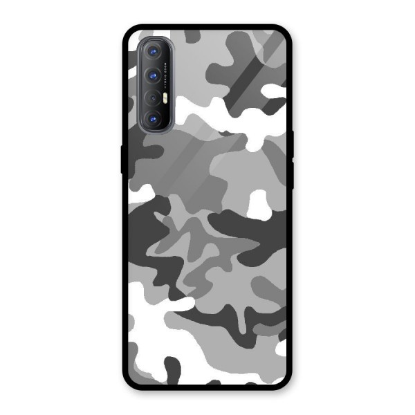 Grey Military Glass Back Case for Oppo Reno3 Pro