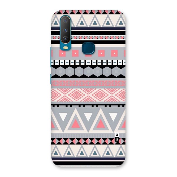 Grey Pink Pattern Back Case for Vivo Y15