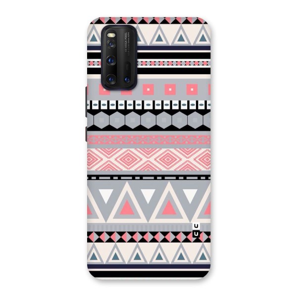 Grey Pink Pattern Back Case for Vivo iQOO 3