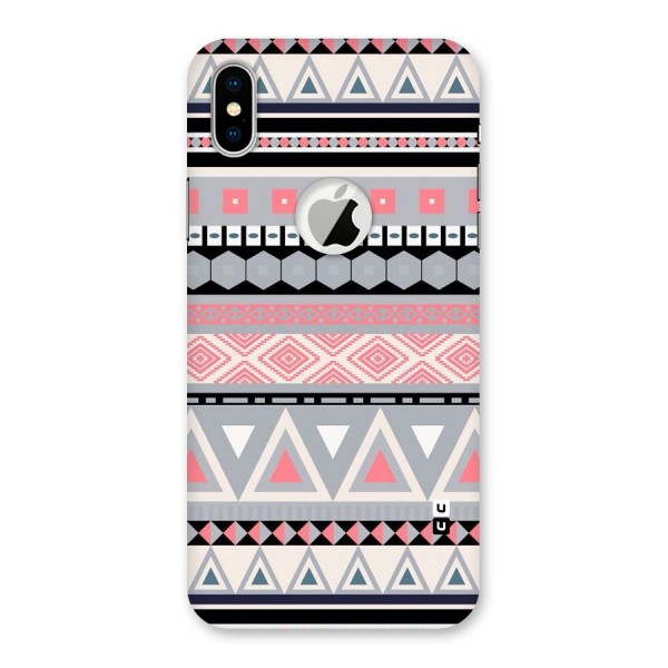 Grey Pink Pattern Back Case for iPhone XS Logo Cut