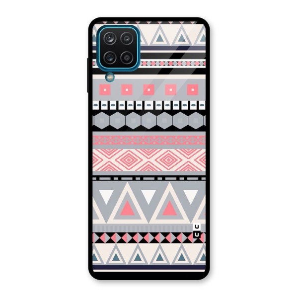 Grey Pink Pattern Glass Back Case for Galaxy A12