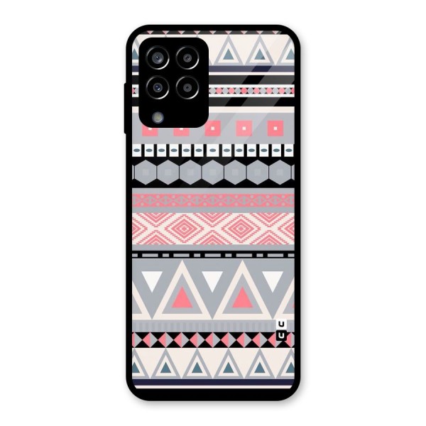 Grey Pink Pattern Glass Back Case for Galaxy M33