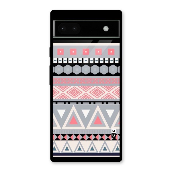 Grey Pink Pattern Glass Back Case for Google Pixel 6a