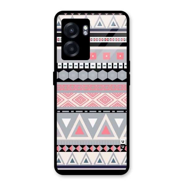 Grey Pink Pattern Glass Back Case for Oppo K10 (5G)