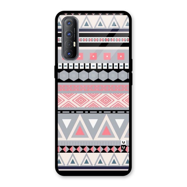 Grey Pink Pattern Glass Back Case for Oppo Reno3 Pro