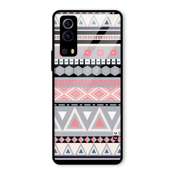 Grey Pink Pattern Glass Back Case for Vivo iQOO Z3