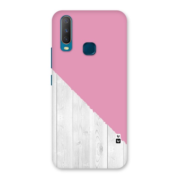 Grey Pink Wooden Design Back Case for Vivo Y15