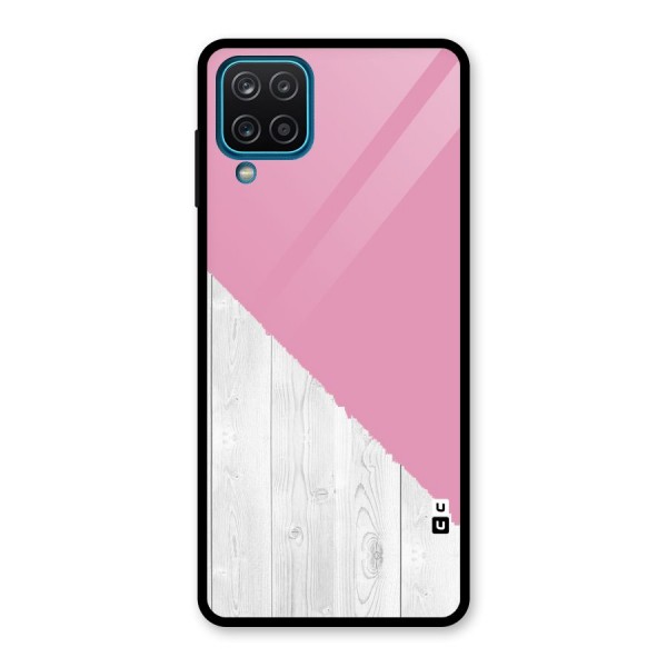 Grey Pink Wooden Design Glass Back Case for Galaxy A12