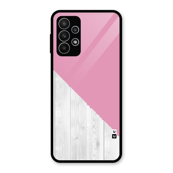 Grey Pink Wooden Design Glass Back Case for Galaxy A23