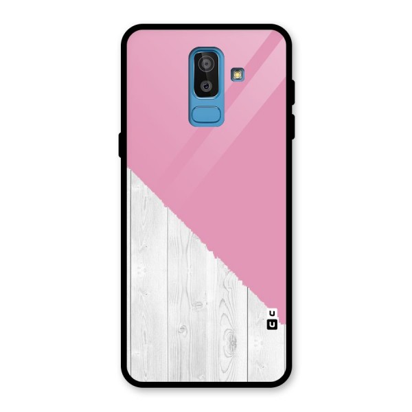 Grey Pink Wooden Design Glass Back Case for Galaxy J8