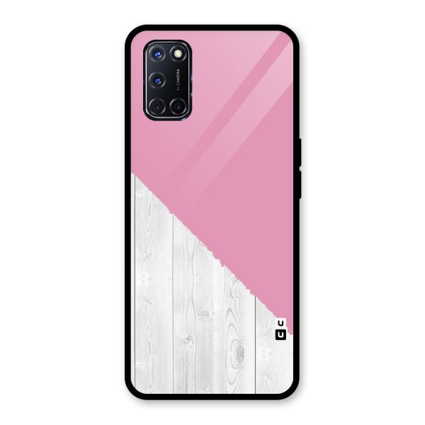 Grey Pink Wooden Design Glass Back Case for Oppo A52