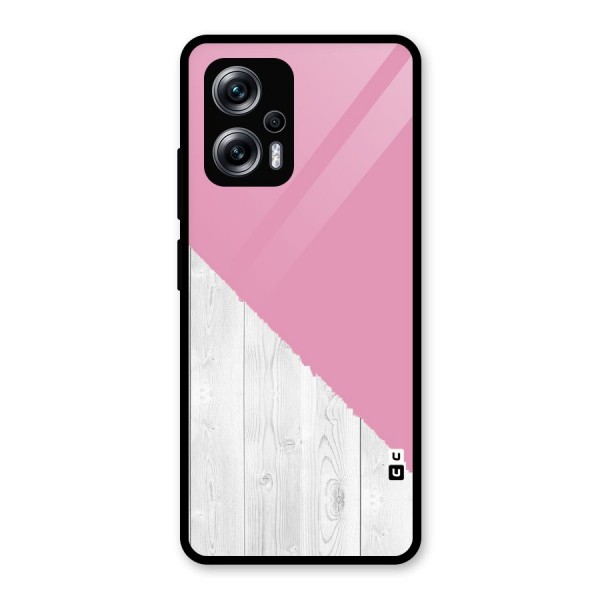 Grey Pink Wooden Design Glass Back Case for Redmi K50i