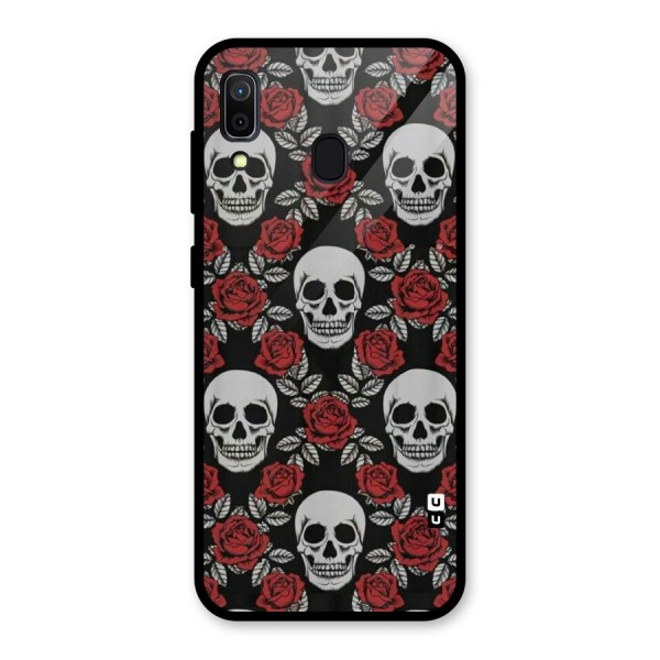 Grey Skulls Glass Back Case for Galaxy A30