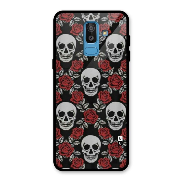 Grey Skulls Glass Back Case for Galaxy J8