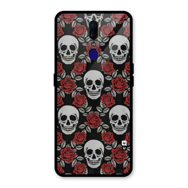 Grey Skulls Glass Back Case for Oppo F11