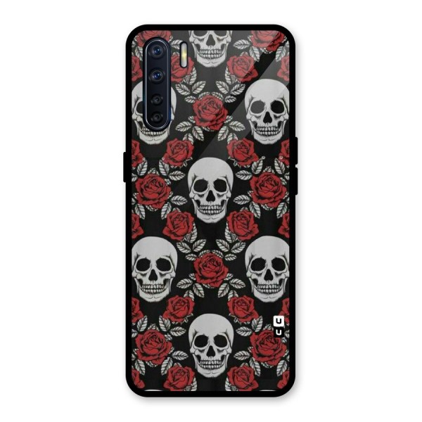 Grey Skulls Glass Back Case for Oppo F15