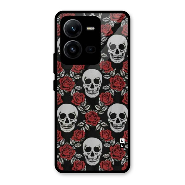 Grey Skulls Glass Back Case for Vivo V25