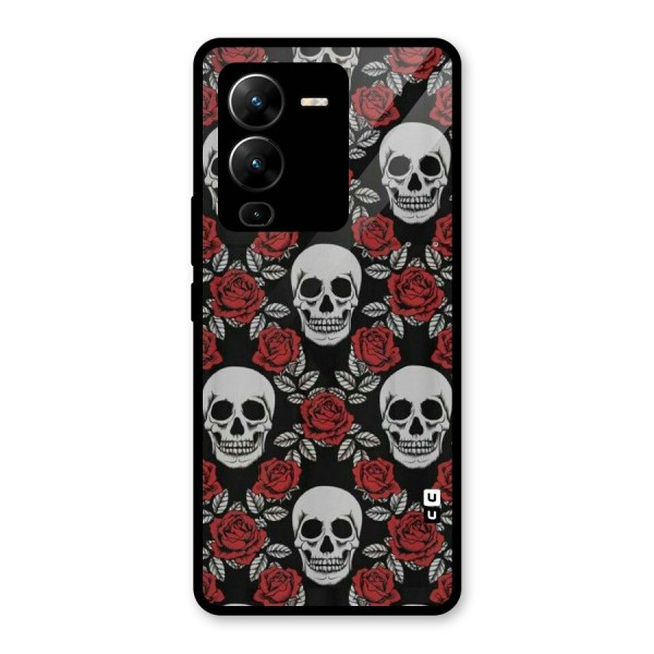 Grey Skulls Glass Back Case for Vivo V25 Pro