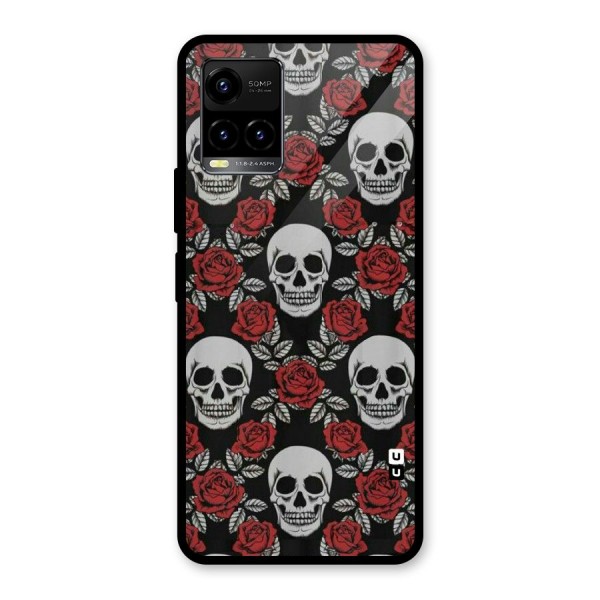 Grey Skulls Glass Back Case for Vivo Y21G