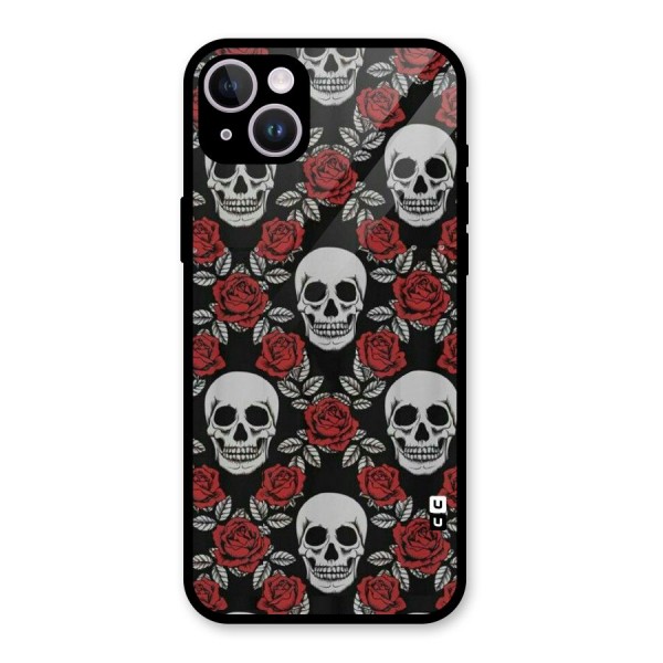 Grey Skulls Glass Back Case for iPhone 14 Plus