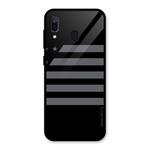 Grey Star Striped Pattern Glass Back Case for Galaxy A30