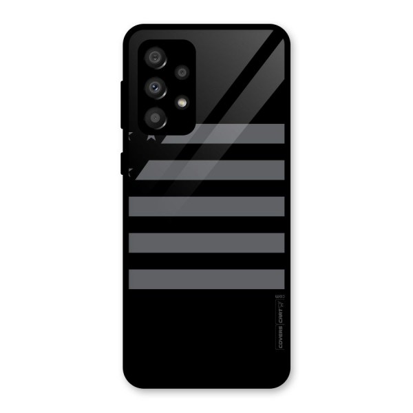 Grey Star Striped Pattern Glass Back Case for Galaxy A32