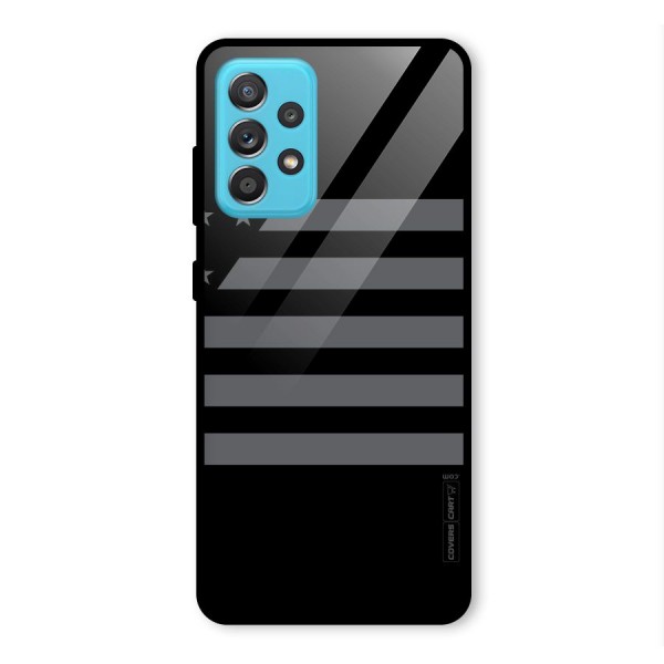 Grey Star Striped Pattern Glass Back Case for Galaxy A52