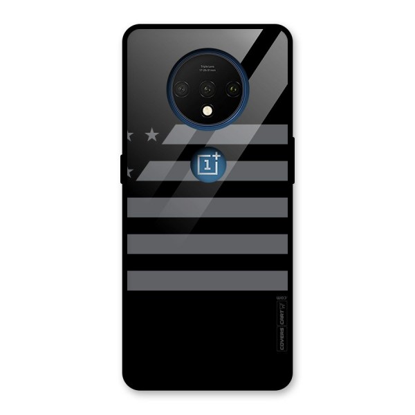 Grey Star Striped Pattern Glass Back Case for OnePlus 7T