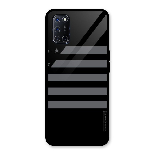 Grey Star Striped Pattern Glass Back Case for Oppo A52