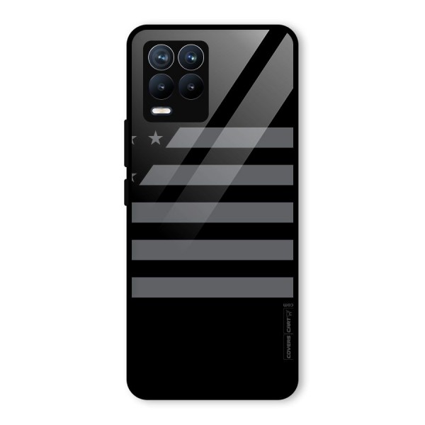 Grey Star Striped Pattern Glass Back Case for Realme 8