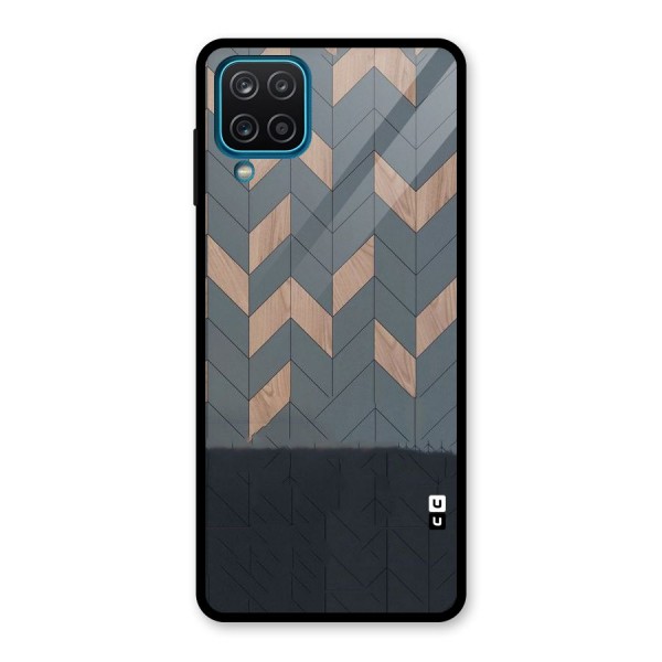 Greyish Wood Design Glass Back Case for Galaxy A12