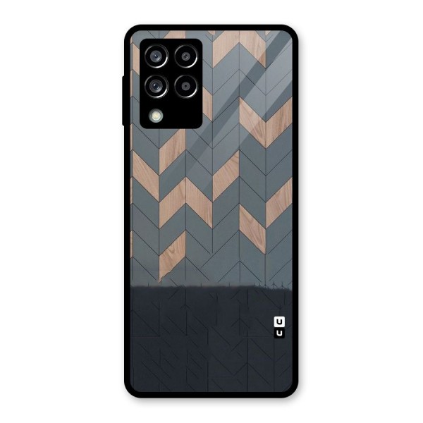 Greyish Wood Design Glass Back Case for Galaxy M53 5G