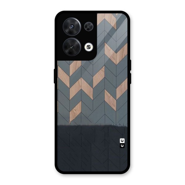 Greyish Wood Design Glass Back Case for Oppo Reno8 5G