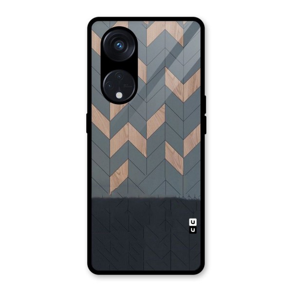 Greyish Wood Design Glass Back Case for Reno8 T 5G