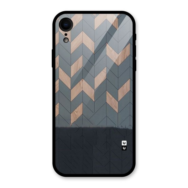 Greyish Wood Design Glass Back Case for XR