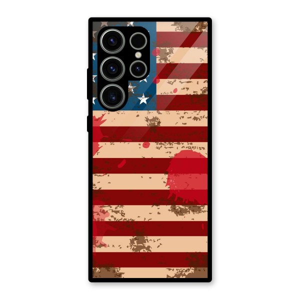 Grunge USA Flag Glass Back Case for Galaxy S23 Ultra