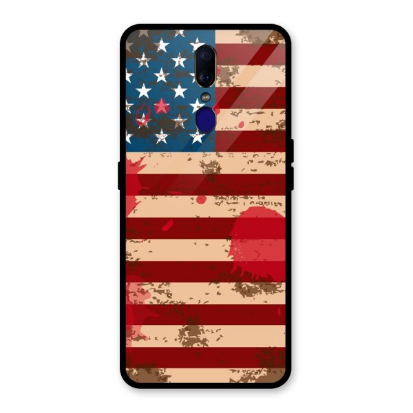 Grunge USA Flag Glass Back Case for Oppo F11