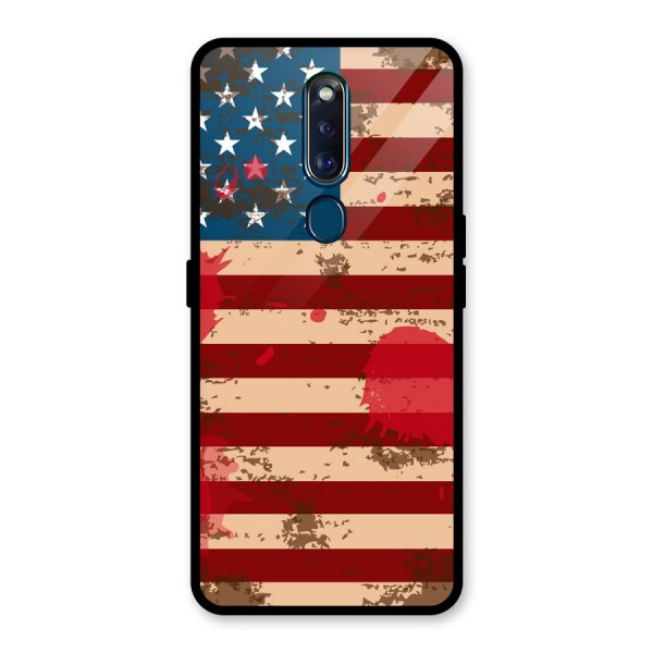 Grunge USA Flag Glass Back Case for Oppo F11 Pro