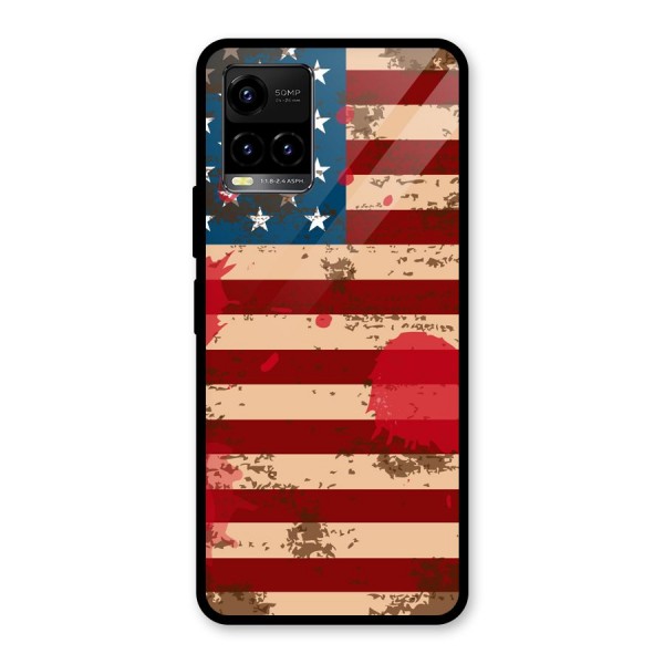 Grunge USA Flag Glass Back Case for Vivo Y33s