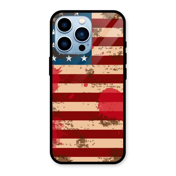 Grunge USA Flag Glass Back Case for iPhone 13 Pro