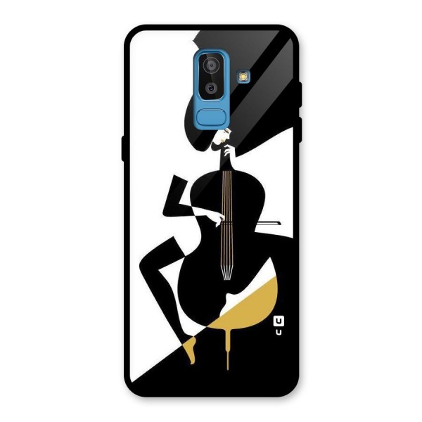 Guitar Women Glass Back Case for Galaxy J8