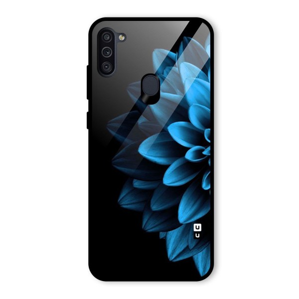 Half Blue Flower Glass Back Case for Galaxy M11