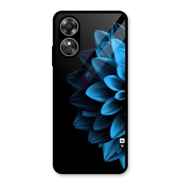 Half Blue Flower Glass Back Case for Oppo A17