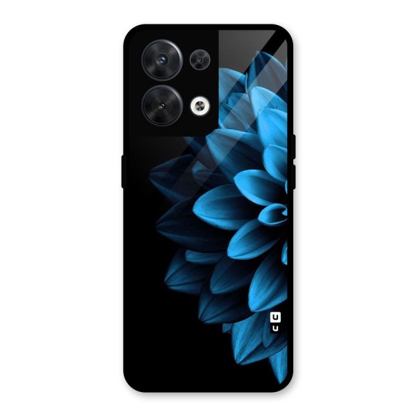 Half Blue Flower Glass Back Case for Oppo Reno8 5G