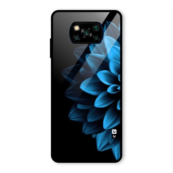 Half Blue Flower Glass Back Case for Poco X3 Pro