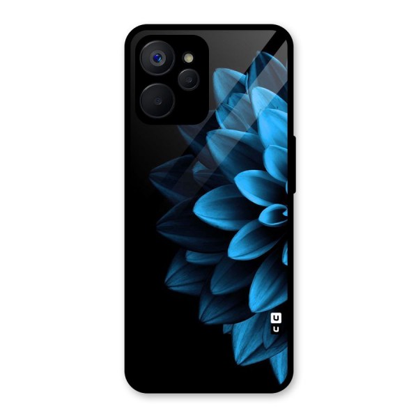 Half Blue Flower Glass Back Case for Realme 9i 5G